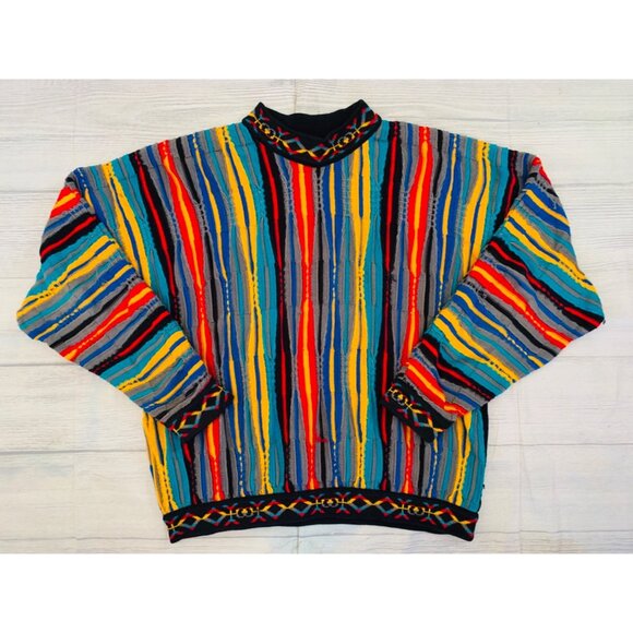 Vtg COOGI Multicolor Striped Sweater L100% Mercerised Cotton Made In Australia - Picture 11 of 11